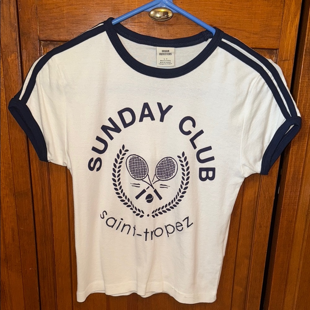 Urban Outfitters White and Black Short Sleeve Tee